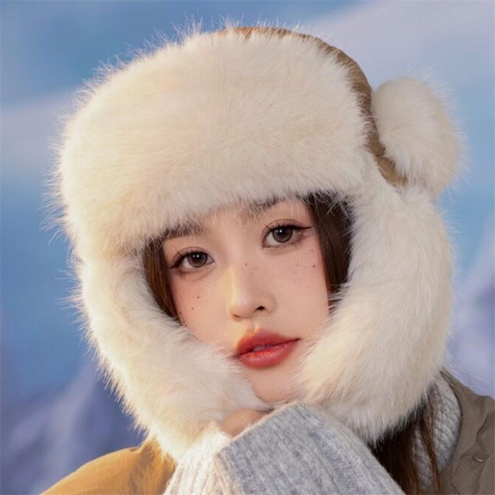 Keep Warm Winter Bomber Hat Fluffy Earflap Bonnet Trendy Lei Feng Cap  for Women