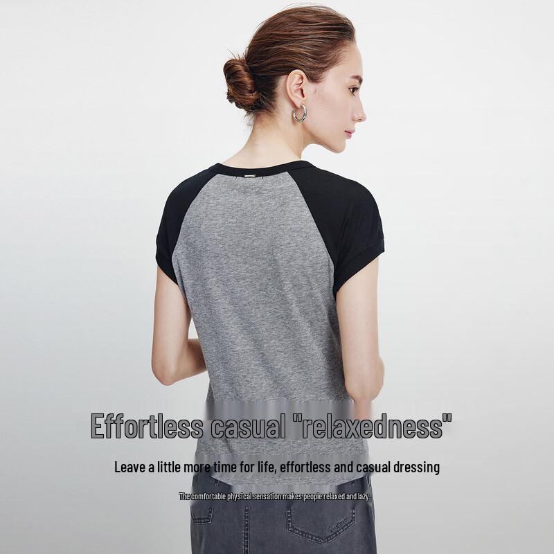 Navigare Women's Tencel Wool Contrast Short Sleeve T-Shirt