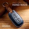Leather Car Key Case Cover Fob Protect for Hyundai Fista I30 I35 I40 Kona Elantra Solaris Grandeur Accent Santa Fe Holder Shell