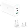 Ksix GAN Chargeur Réseau Multiport 65 W, PPS, Power Delivery, Charge Ultra Rapide, Connecteurs US+UE+UK, Blanc