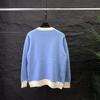 Unisex European-Style Color-Block Wool Sweater with Chest Lettering
