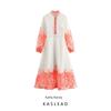 Kaslead New Arrival Women's Clothing Fashion Style Fashion Organza Positioning Print Sheer Long Sleeve Dress