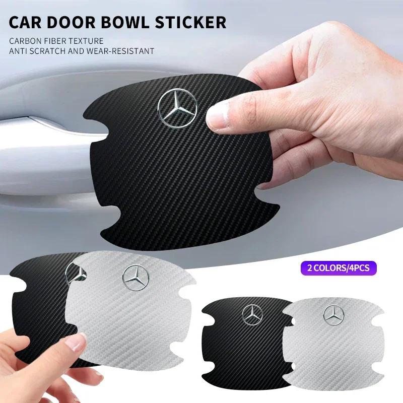 WTPEU1 For MERCEDES-BENZ AMG New 2025 4pc Carbon Fiber Car Door Bowl Protection Sticker Door Handle Protection Film for Mercedes Benz A