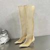 2025 New Design Mesh Pointed Toe Over The Knee Boot Sandals Fashion Women Zipper Thin Heels Shoes Zapatos De Mujer
