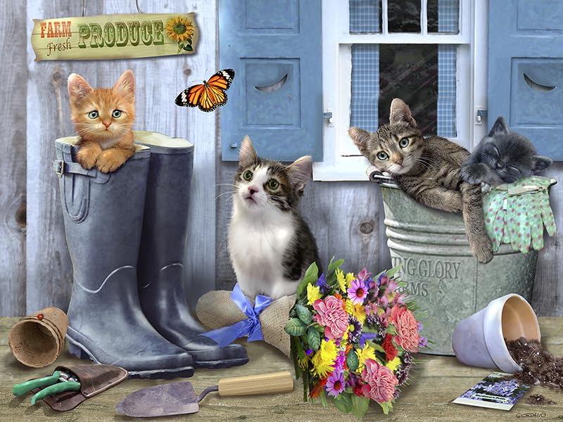 Yamasan Prime 3D Bob Giordano Cats Playing On the Farm Finished 61 X 46 Cm 500 Pieces 10462, Size /