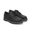 Leather Round Toe Lace-up Casual Shoes Unisex Black 1028173