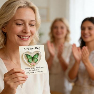 Cartão Abraço de Bolso Borboleta Acrílico Presente Transparente Portátil Lembrança Símbolo de Amor Encorajamento Cartão de Presente Inspiracional