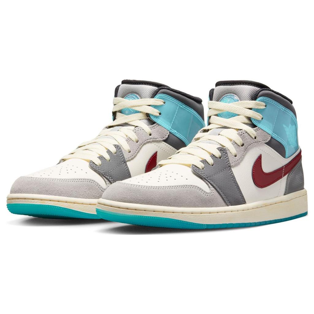 Air Jordan 1 Mid Exploration Unit Men Sneakers White Sail Team-Red FB1870-161