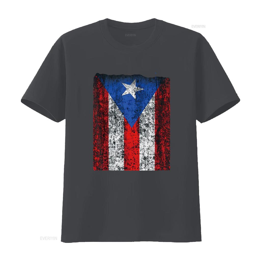 Womens Vintage Flag of Puerto Rico T Shirt Distressed vintage Washed Stretched Unisex Versatile Casual Top For Everyday Wear