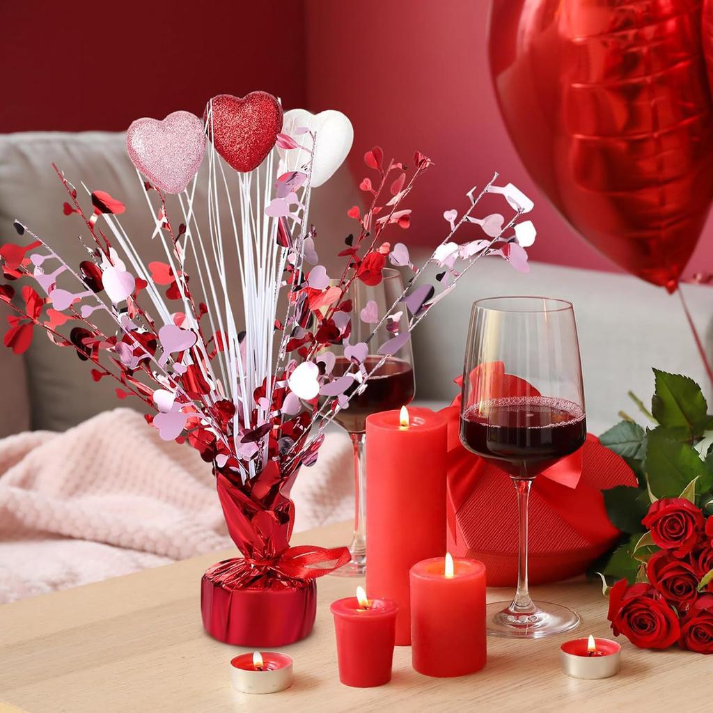 Valentine's Day Foil Spray Centerpieces For Tables With Foam Heart Gleam N'burst Party Spray For Valentine's Day Table Decoration