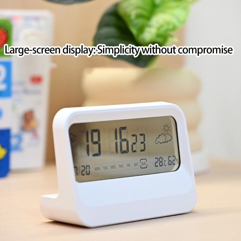 Digital Alarm Clock with Temperature Weather Desk Clock Day of Week Alarm Clocks for Bedroom Living Room Office Bedside