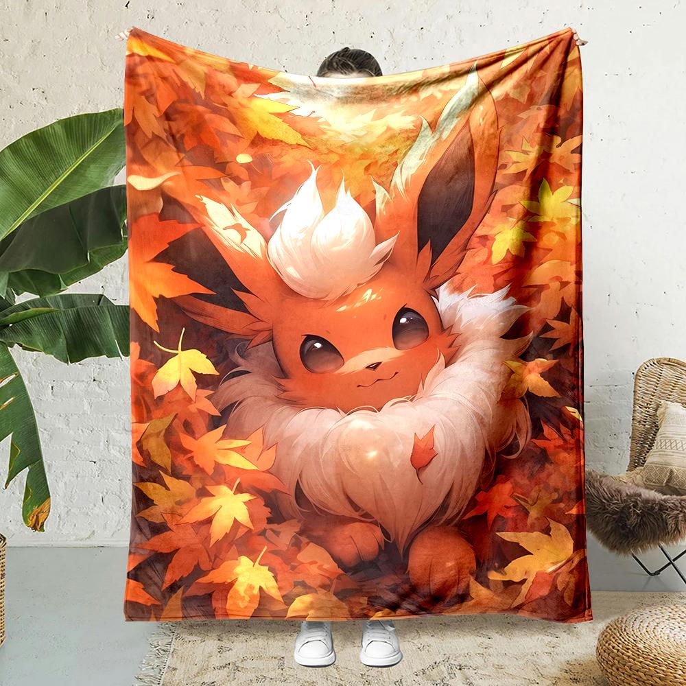 1PC Japanese Games E-Eevee Umbreon Cartoon Blanket Anime Soft Fluffy Plush Blanket Sofa Office Quilt Throw Picnic Beach Towel