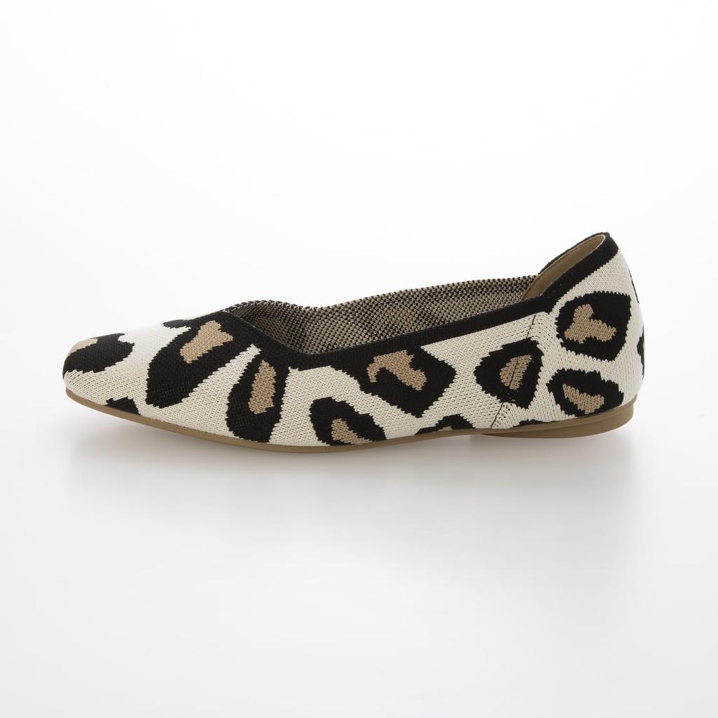 Evol Women's Knit Square Flat Pumps, LEO, Size 22.0 Cm