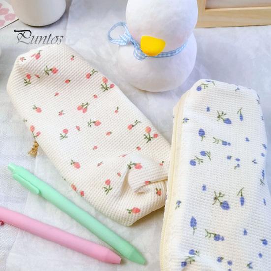 Soft Fabric Pencil Case Cute Floral Case, Mini Cotton Pouch for Pens Pencils Erasers, Lightweight Daily Use Pen Zipper Storage Bag Students,