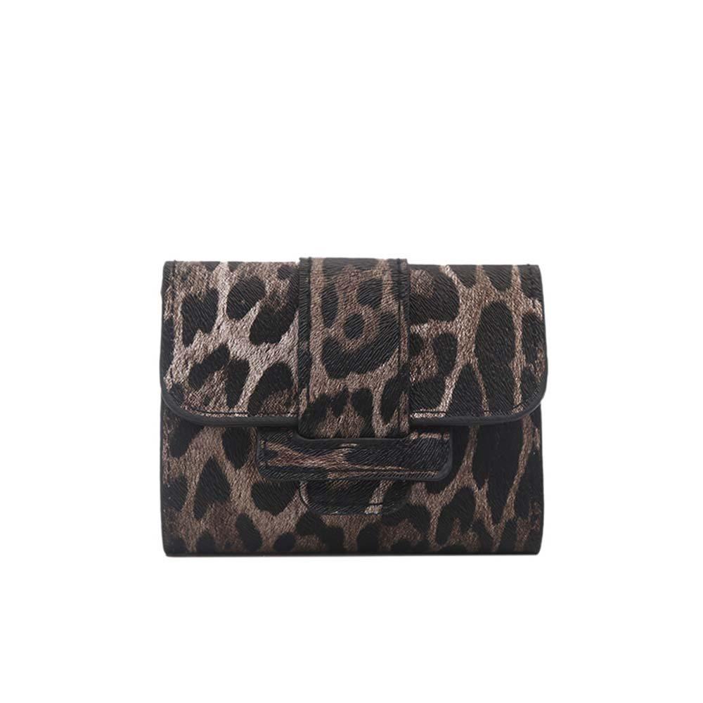 Texture Short Square Purse Portable PU Card Bag Versatile Leopard Print Wallet  Shopping