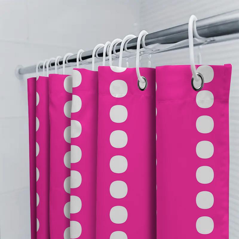 Bright Pink White Polka Dot Shower Curtain Waterproof Bathroom Decor for Home Decoration Modern Print Design Bath Mat Sets (210x