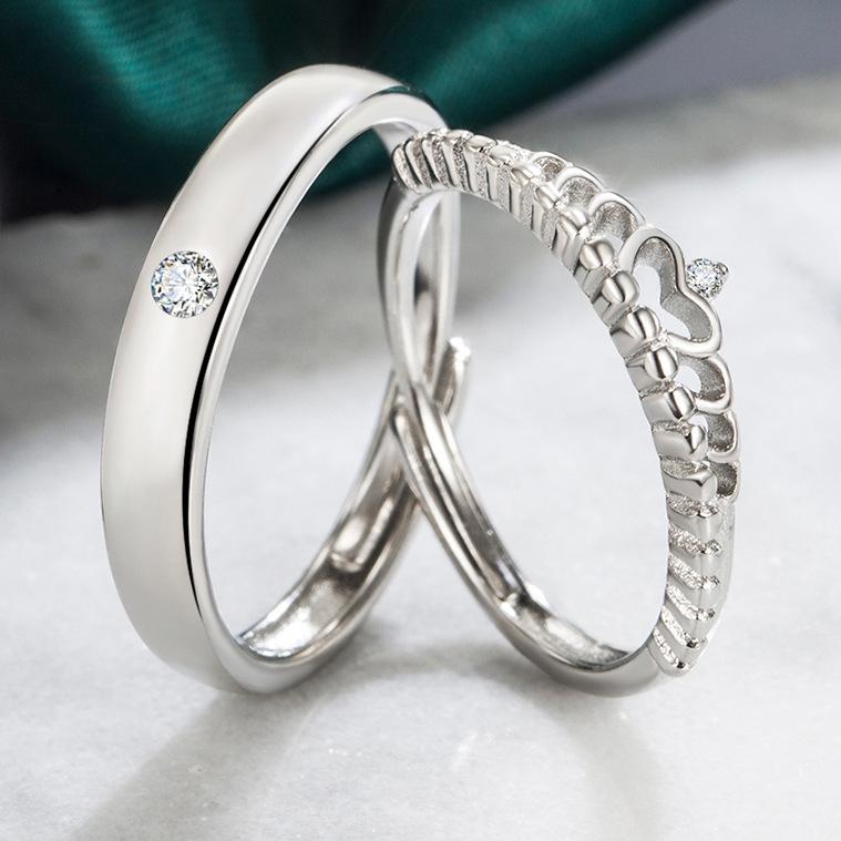 2Pcs 925 Silver Couples Ring Sets Light Polishing Simple Ring for Woman Man Classic Wedding Fine Jewelry Circle