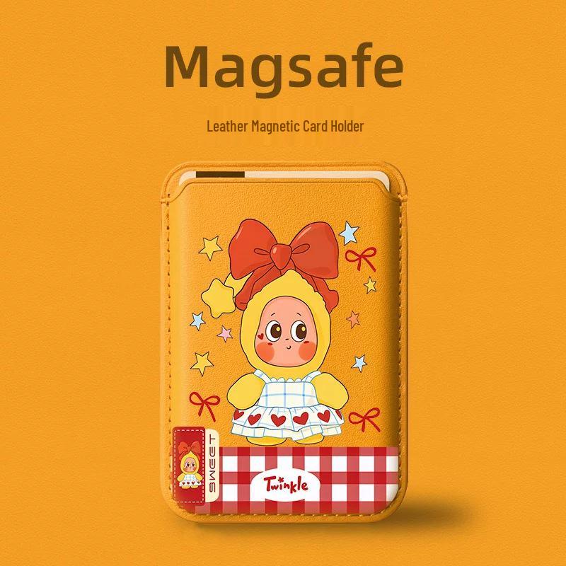 Heartbeat Magnetic Leather Card Holder Phone Case for Apple with MAGSAFE Single Card Case