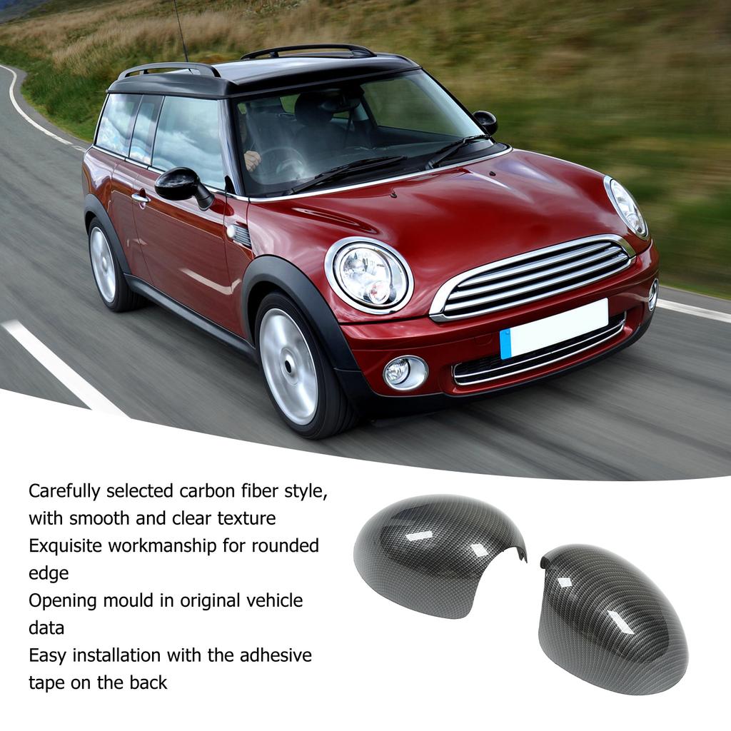 2Pcs Car Door Side Rearview Mirror Cover Cap Carbon Fiber Style Left Right Wing Cover for R55 R56 R57 R58 R59 R60 R61