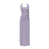 Summer new unique purple sleeveless neck sling long dress women's niche slim-fitting design dress