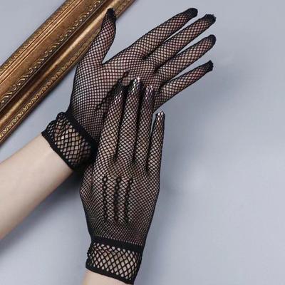 1 Pair  Fishnet Mesh Glove Fashion Women Lady Girl Glove Protection Lace Elegant Lady Style Gloves Black And White