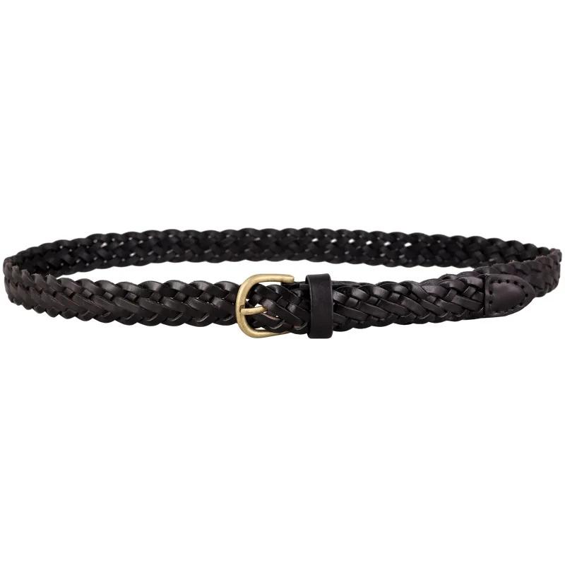 Popular 2.5cm Genuine Leather Woven Braided Belt Needle Buckle Cowhide Fashion Versatile Casual Daily Pants Belt