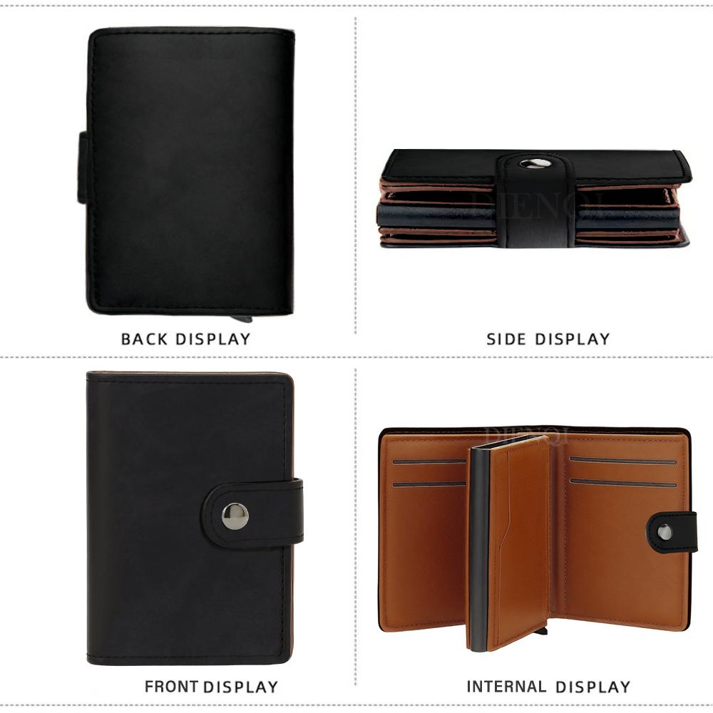 Business Card Holders for Men Credit Card Holder Rfid Bifold Wallets Pop Up Metal Case Big Capacity Bank Card Clips with Hasp