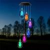 Solar Wind Chime Kerosene Lamp Retro Solar Courtyard Lamp Home Porch Garden Decoration Hanging Lantern Outdoor Decoration