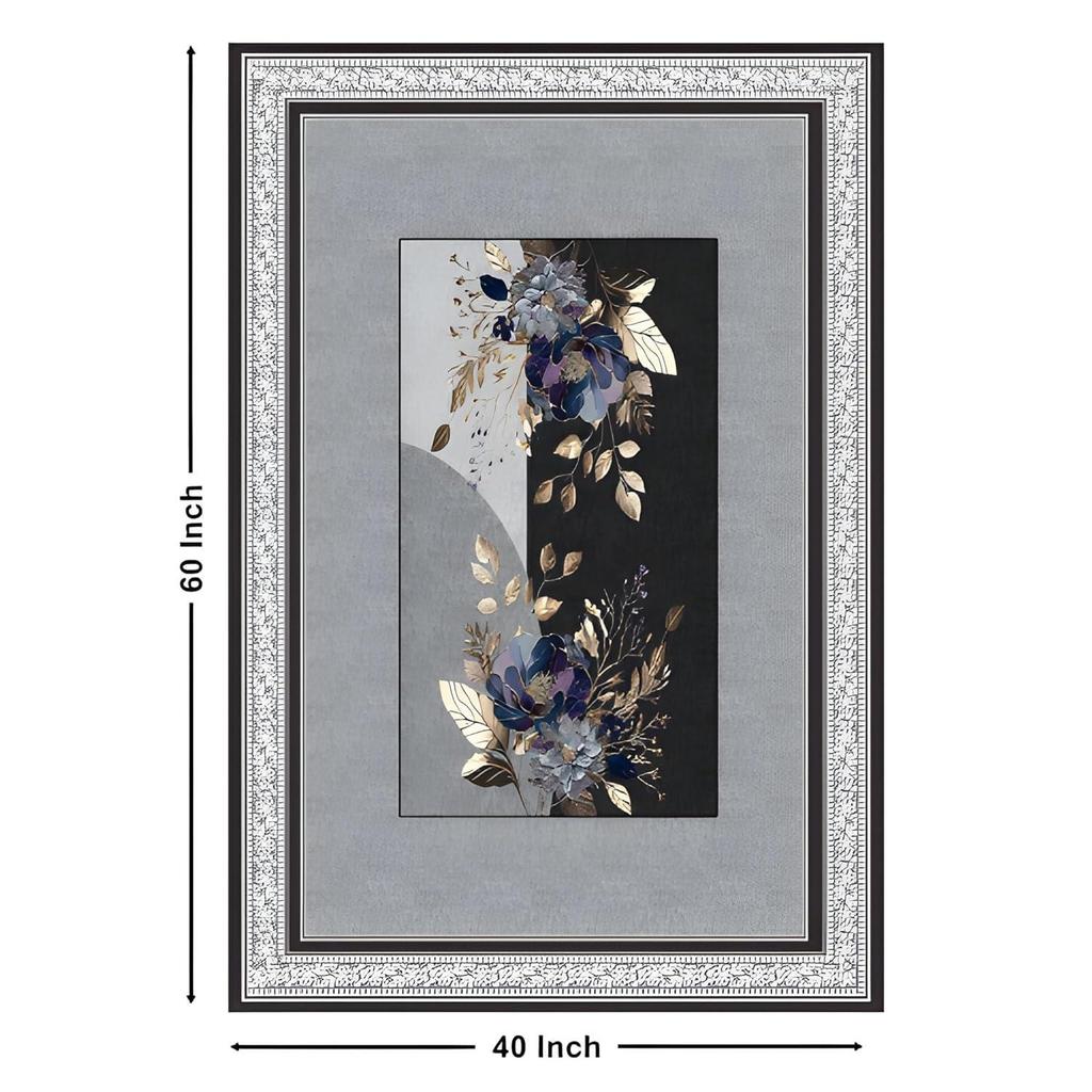 Velvet Floral Centre Table Cover Cloth, Table Cloth with Stunning Gold Foil Design for Living Room (40x60 Inch, Black)