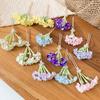 Sweet Pastel Floral Hair Clips Artificial Flower Bouquet U Pins Delicate Hair Accessories For Wedding Party Daily Hair Styling