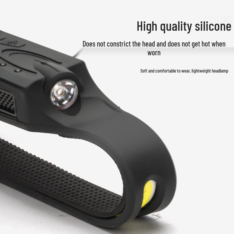 USB Rechargeable LED Headlamp for Cycling & Night Running - High-Intensity, Cross-Border Wave-Sensing