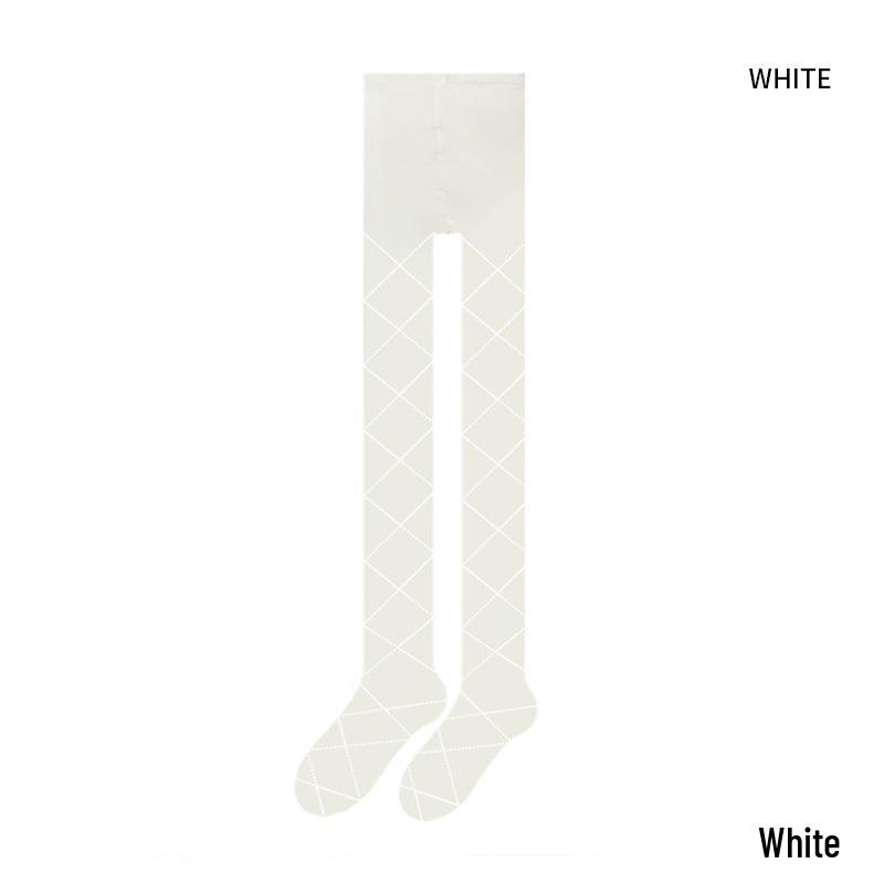 Little Pepper Grey Tone Micro-Compression Slimming Diamond Lattice Pantyhose (90% Cotton, Thin Style for Spring/Autumn)