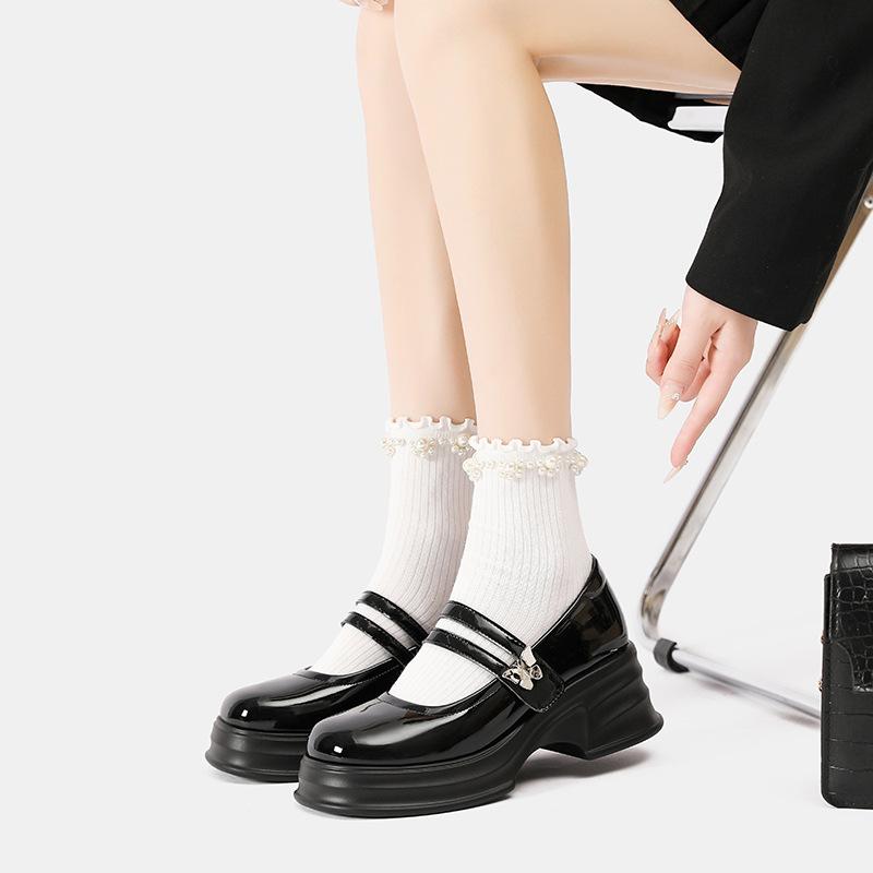 

Yuexinwang genuine leather is flat for Huizhou women s shoes, grape mother, the same loafers, the thick sole increases the height of the ve 34 чёрный