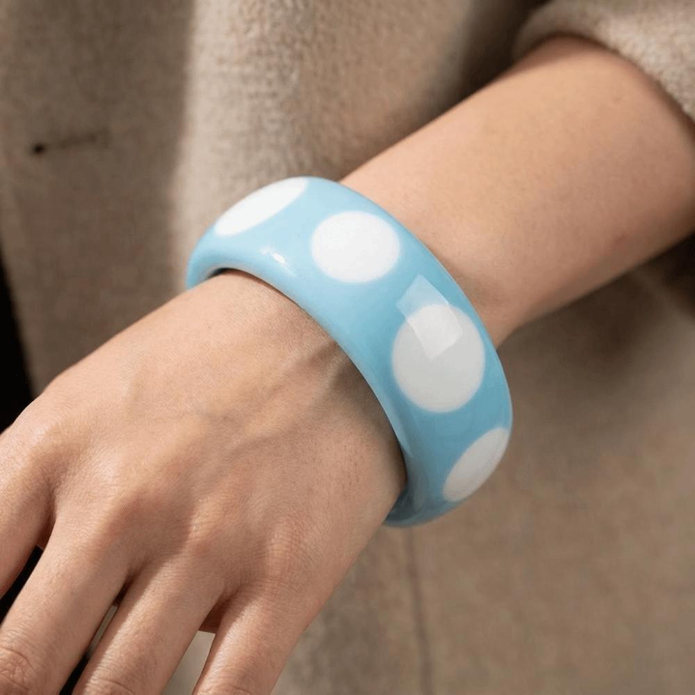 Hip Hop Resin Polka Dot Bangles Round Wide Candy Color Bracelets Fashion Jewelry Unisex