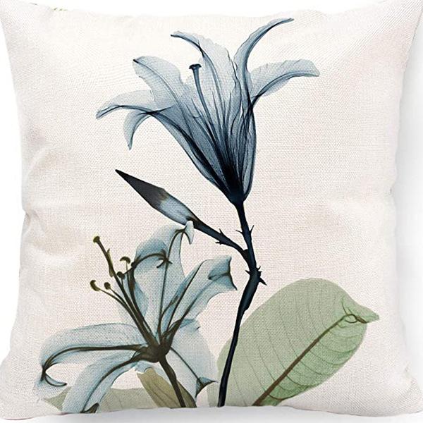Retro American Plant Floral Print Linen Pillow Case Living Room Sofa Car Pillow Cushion