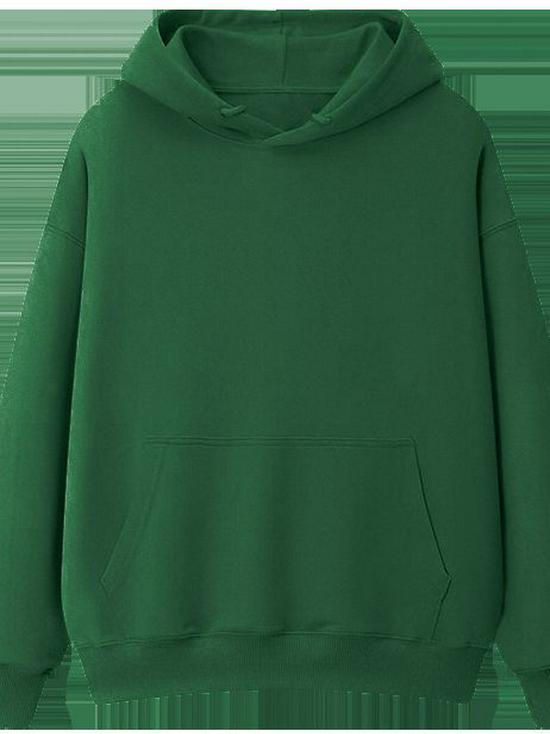 Fleece-Lined Thickened Hua Cotton Drop-Shoulder Hoodie - 2023 Autumn/Winter Solid Color Loose Hooded Sweatshirt with High Neck