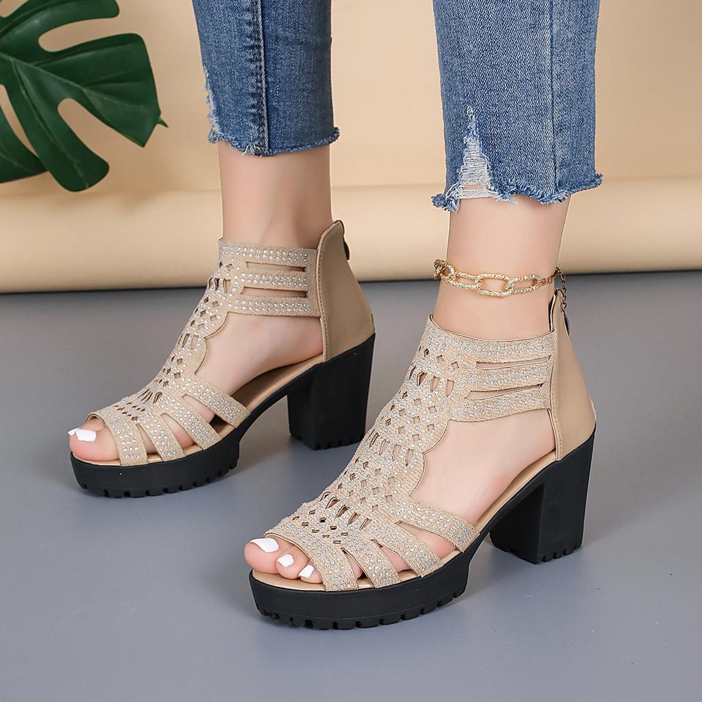 Fashion Women High Heel Sandals Summer Rome Fashion Hollow Platform Sandals Comfortable Outdoor Casual Dress Shoes Sandalias De Mujer