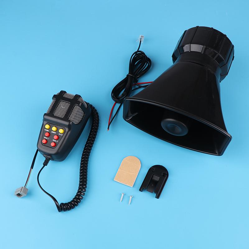 7-Sound Loud Car Warning Alarm Truck Alarm Loudspeaker 12V Siren Air Horn 110DB Megaphone Police Firemen Car Warning Alarm