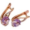 Exquisite Russian Purple Gold Classic Inlaid With Purple Gemstones, Shiny Women'S Rose Gold-Plated Drop-Shaped Earrings For Women