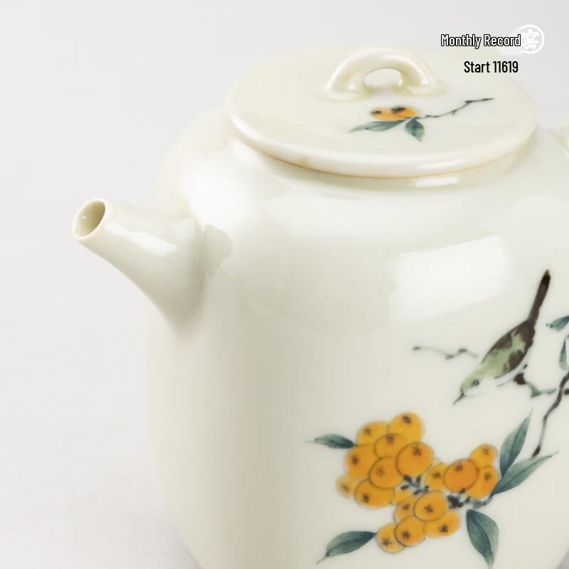 Yueji Kiln Wood-Fired 'Loquat' Square Ceramic Teapot
