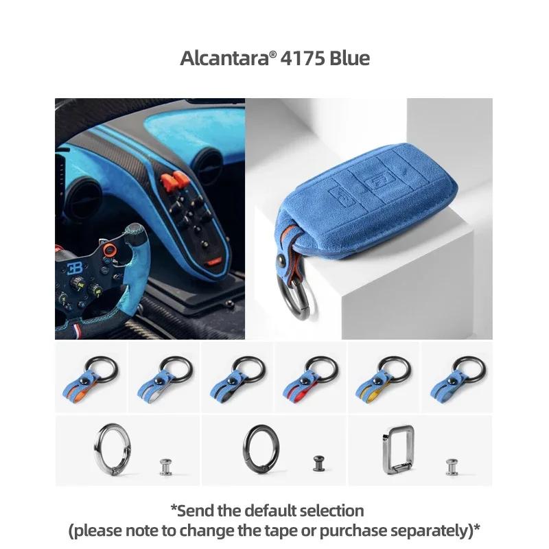 Betterhumz For Rolls Royce Phantom Cullinan Wraith Made of Alcantara Wrap Car Remote Key Case Protect Cover Bag Accessories 4175 Blue