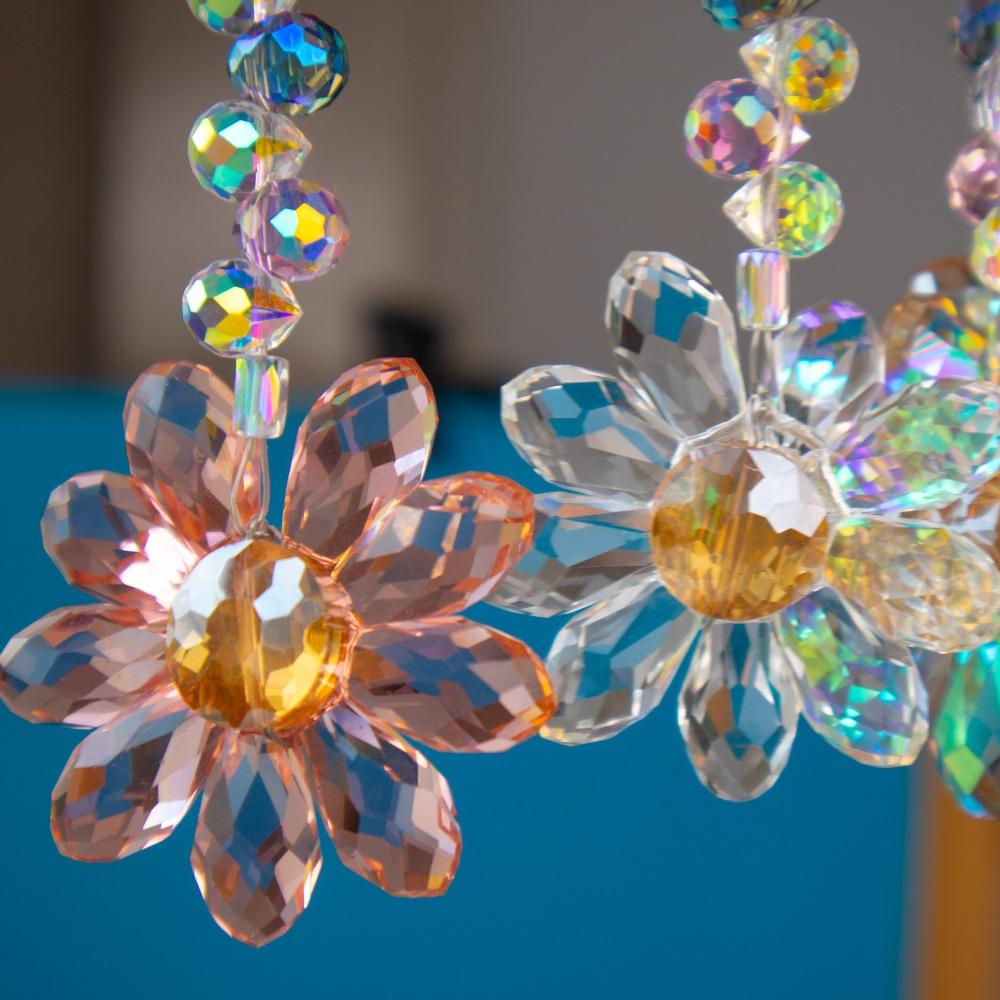 Glass Crystal Pendant Rainbow Maker Indoor Window Sunflower Sun Catcher Ornament Christmas Gift Yard Garden Decorations