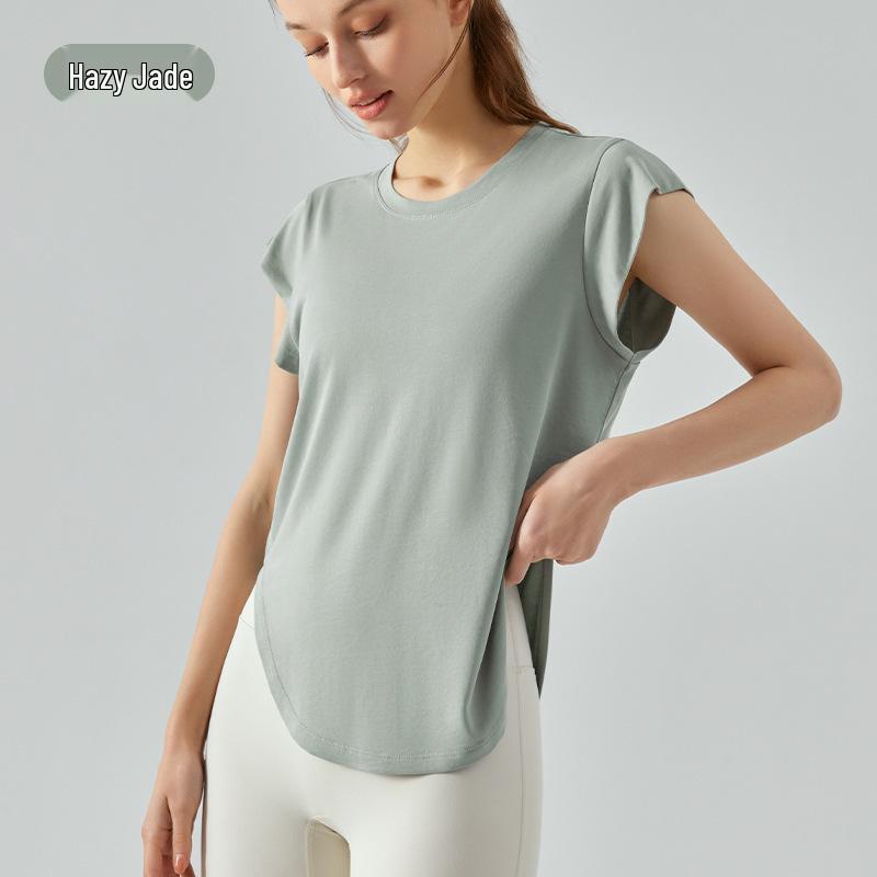 

Women s Spring Style Cap Sleeve Yoga T-Shirt: Loose Fit Casual Top for Outdoor Sports Extra Large