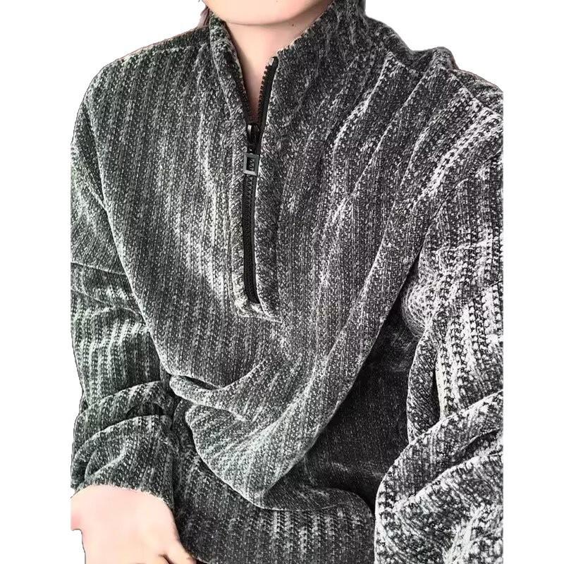 Men's Plus Size Half-Zip Deconstructed Hoodie - Autumn/Winter Street Style Pullover with High Street Vibes