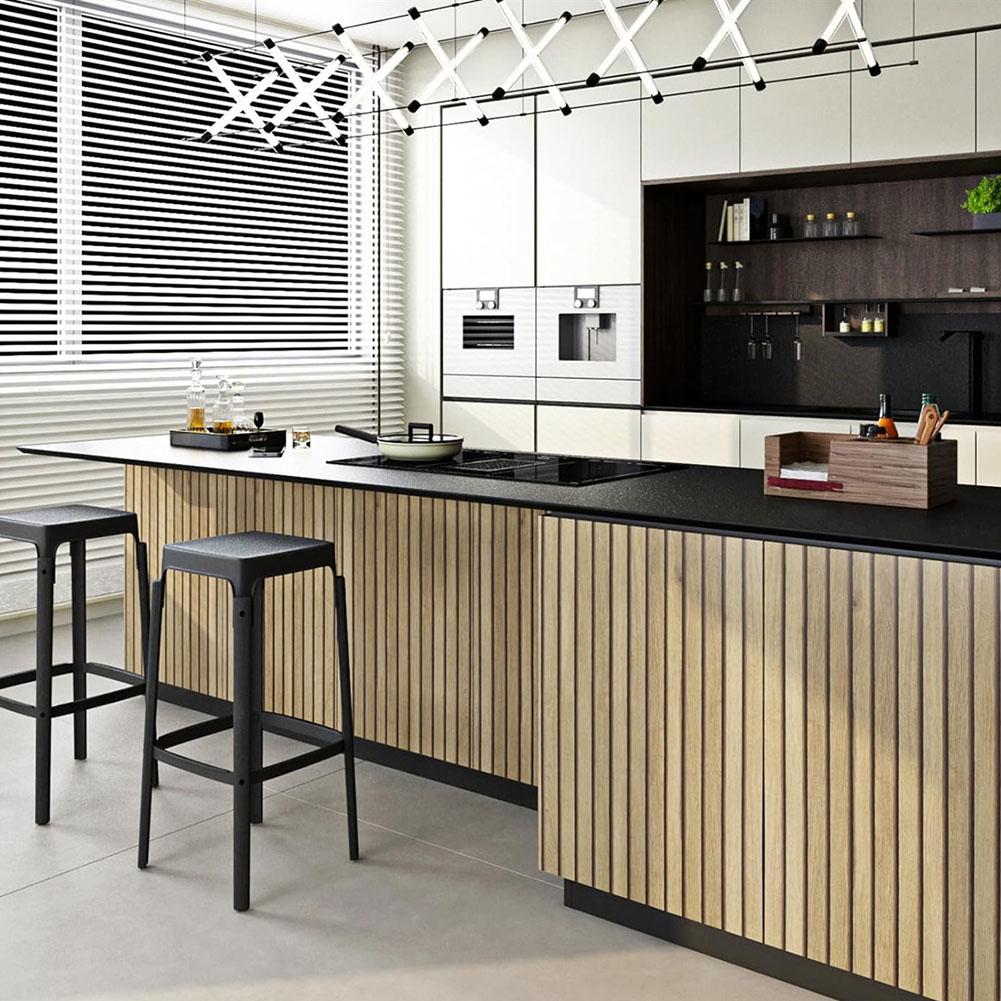 PVC Wood Slat Wallpaper Removable Peel Wallpaper Self Adhesives Wall Sticker For Kitchen Countertop Cabinet Home Decor