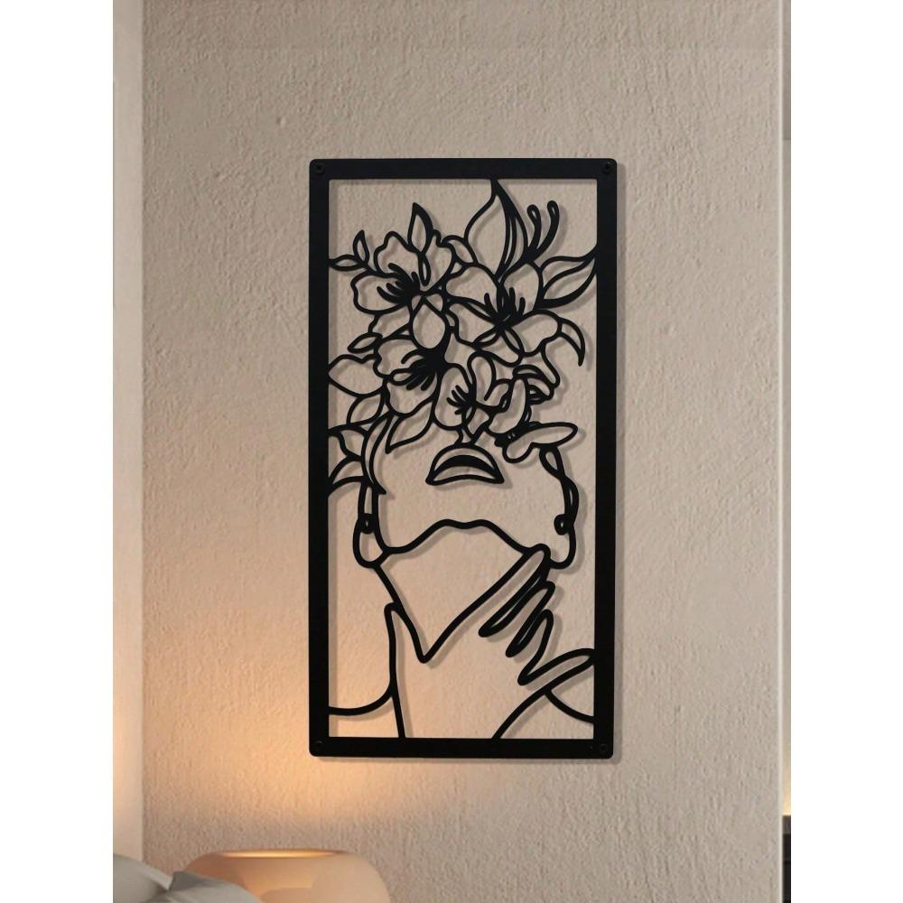 

Dreamy Flower Metal Wall Art Creative Line Art Home Decor for Women Room