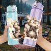 1PC Cute Kitten Cat Watercolor Portrait Print 750ml Color Plastic Sports Water Bottle Leakproof Flip Straw Lid Suitable for Sports Office Home Use