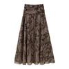 Women's Elastic Waist Paisley Print Chiffon Maxi Skirt Flowy A Line Long Skirt