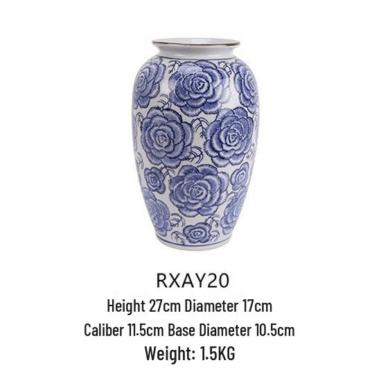 Blue & White Porcelain Vase: Ceramic Flower & Bird Design for Home Decor and Business Gifts.