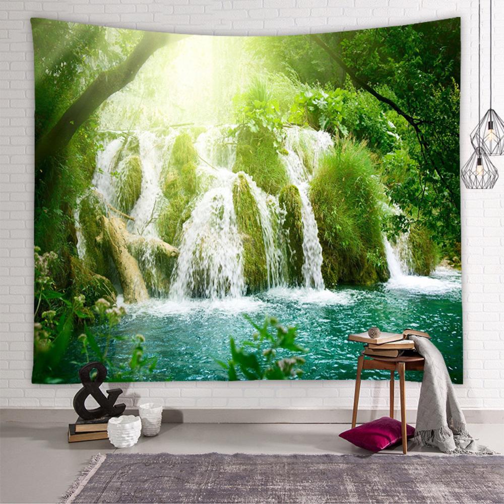 

Пейзаж с водопадом, подвесная ткань, фон для комнаты, ткань для украшения гостиной, ткань для фона изголовья кровати, ткань для украшения дома, живопись 95*73